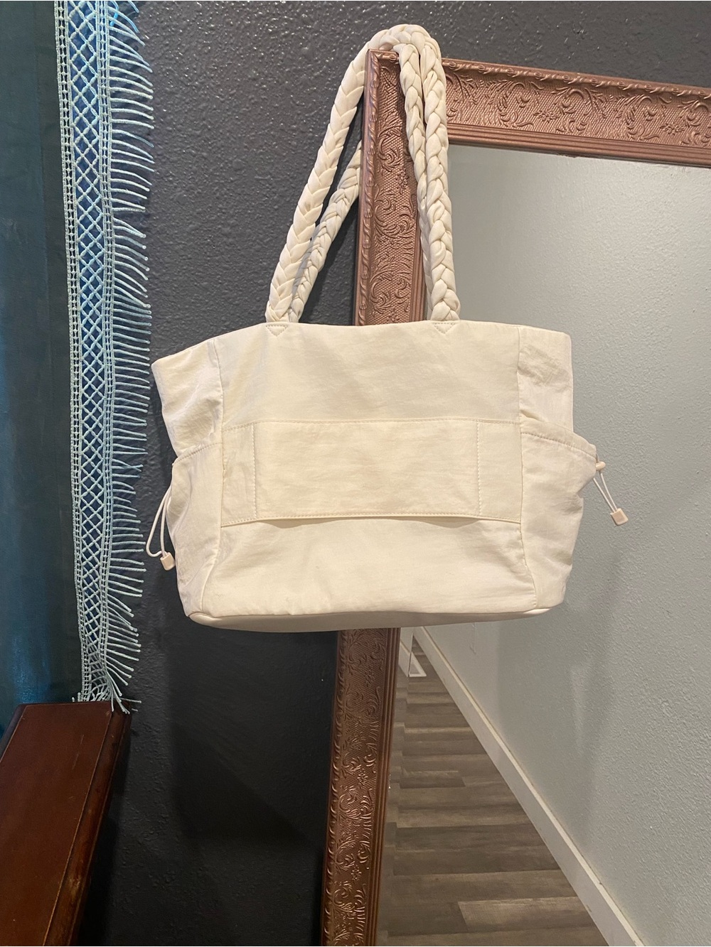 Boss Cream Quilted Tote with Braided Shoulder Handles - Picture 3 of 6